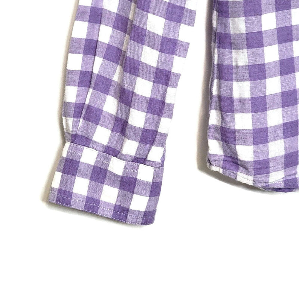 Banana Republic Linen Cotton Gingham Checked Soft Wash Button Down Shirt Size XS - Picture 6 of 16